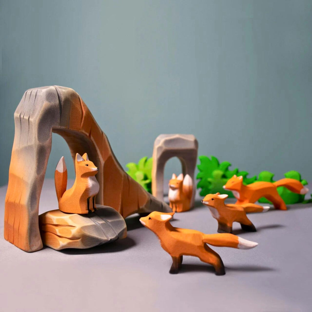 Wooden Animals - Fox Family - Set of 4