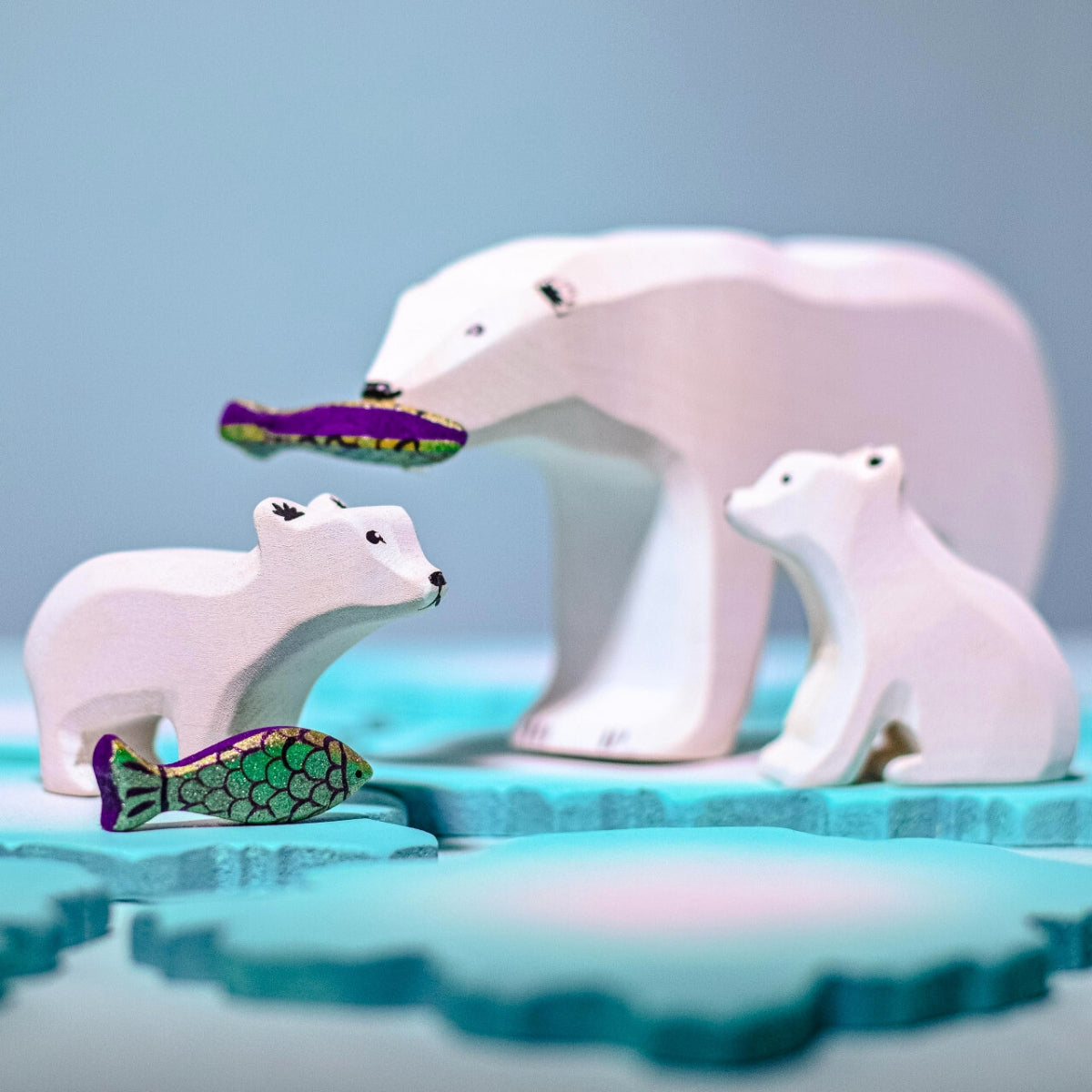 Wooden Animals - Polar Bears & Ice Floe - Set of 4