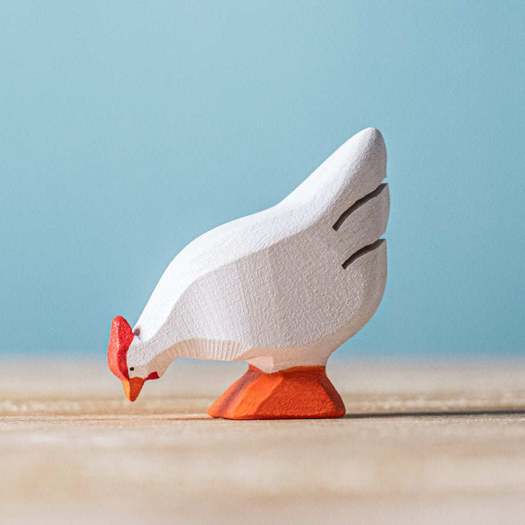 Wooden Bird - Chicken Hen - White