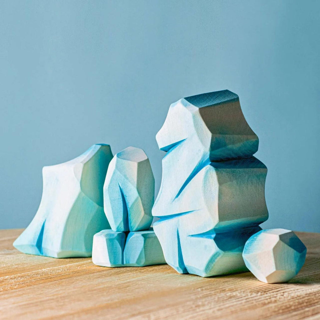 Wooden Polar Landscape Rocks - Icy Set of 5