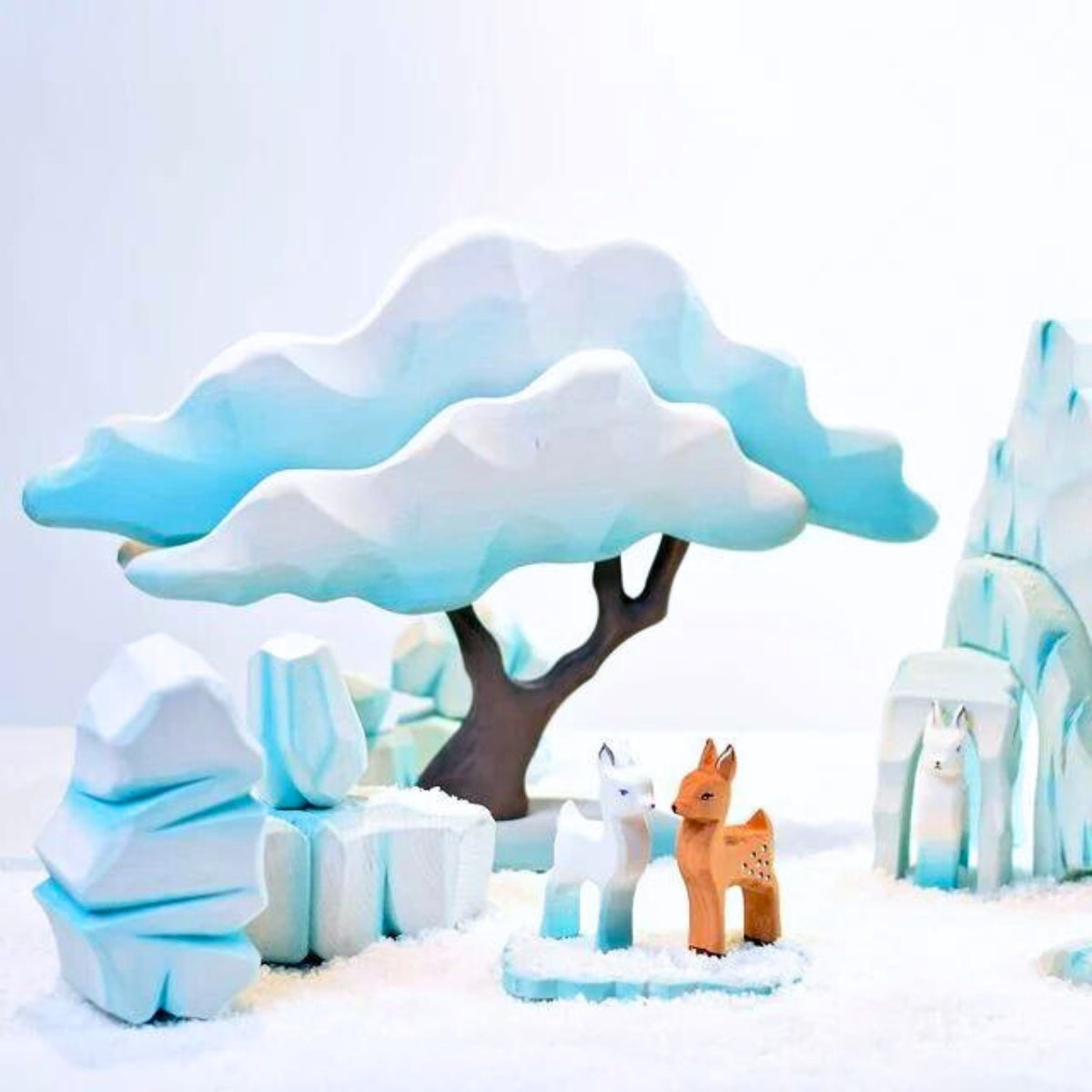 Wooden Polar Landscape Rocks - Icy Set of 5