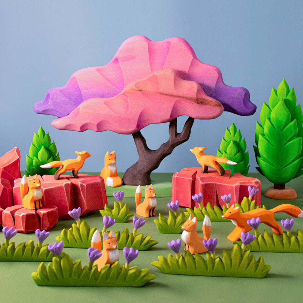 Wooden Animals - Fox Family - Set of 4